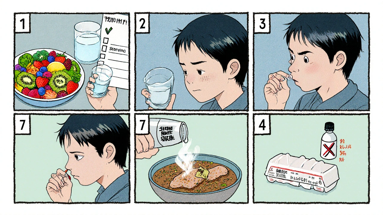 Comic‑strip of a person checking off daily immune‑support tasks.