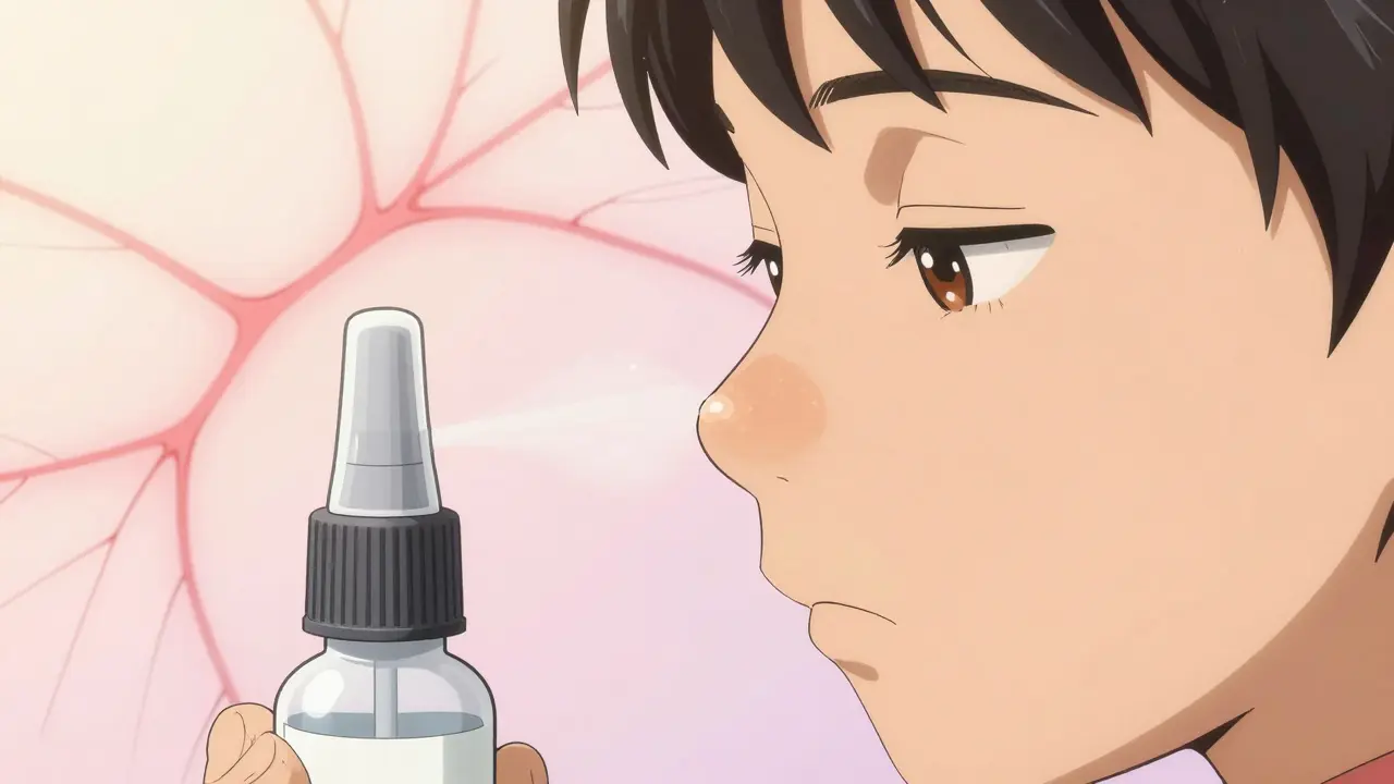 Child's nostril coated with petroleum jelly, symbolizing preventive nasal care.