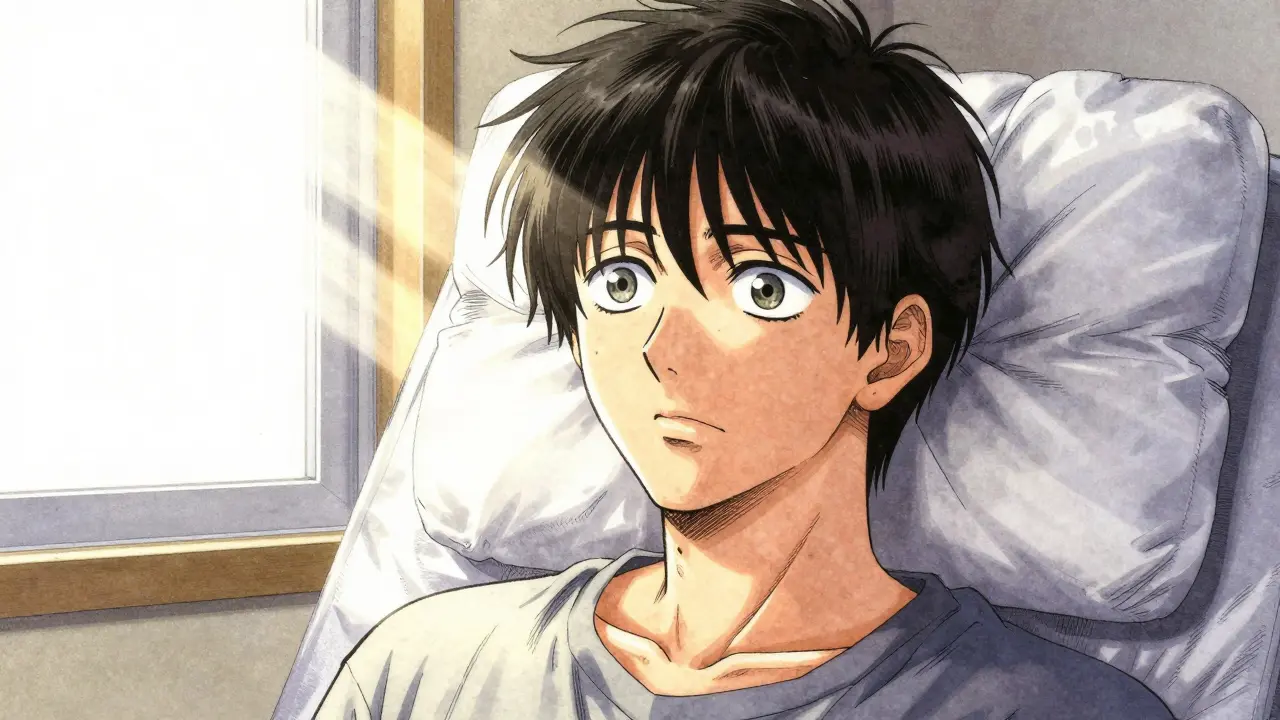 Patient looking clearly with aligned eyes in recovery sunlight