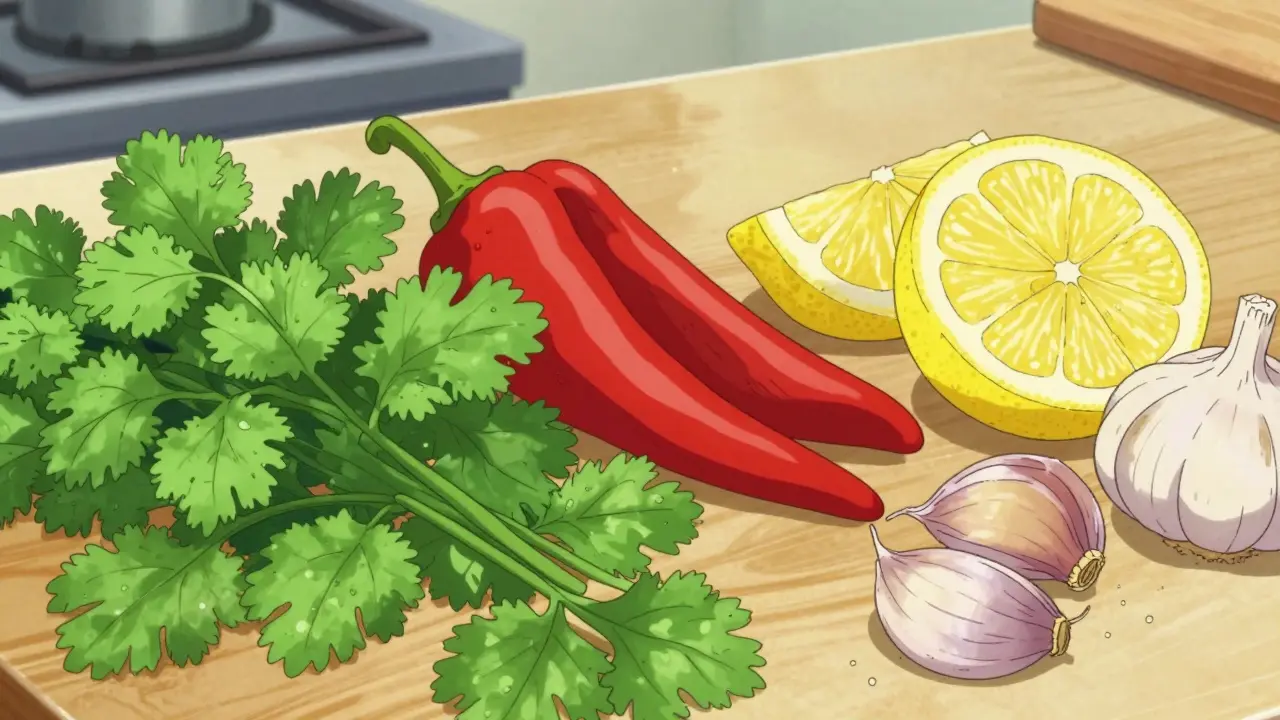 Fresh herbs, lemon, and spices as safe alternatives to salt in Gekiga style.